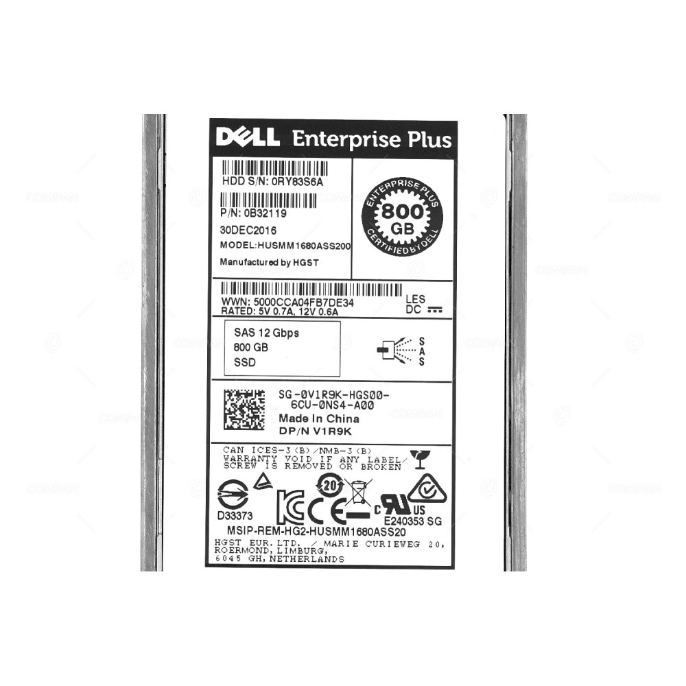 V1R9K CMP DELL SSD 800GB SAS 12G 2.5" SFF FOR DELL COMPELLENT SC220